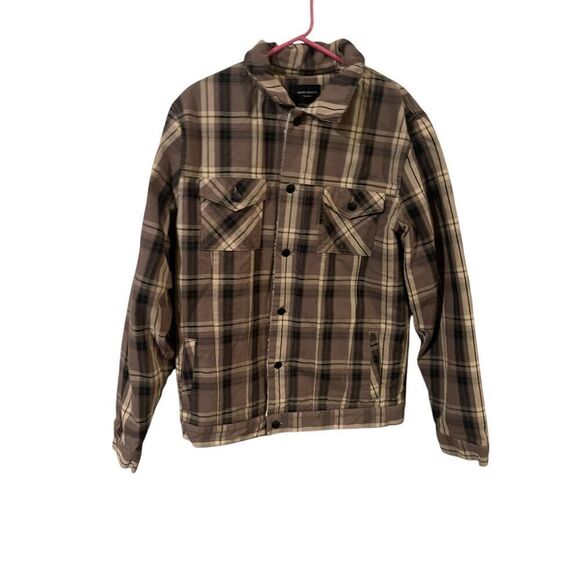 Saint Morta Mens Brown Plaid Flannel Long Sleeve Button-Down Shirt Size XL - Picture 1 of 16
